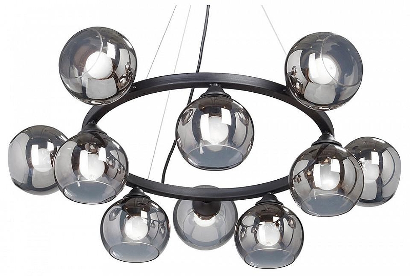 Люстра Vitaluce Шарики V4485-1/10S цвет плафона/подвески Светло-серый, цвет арматуры Черный