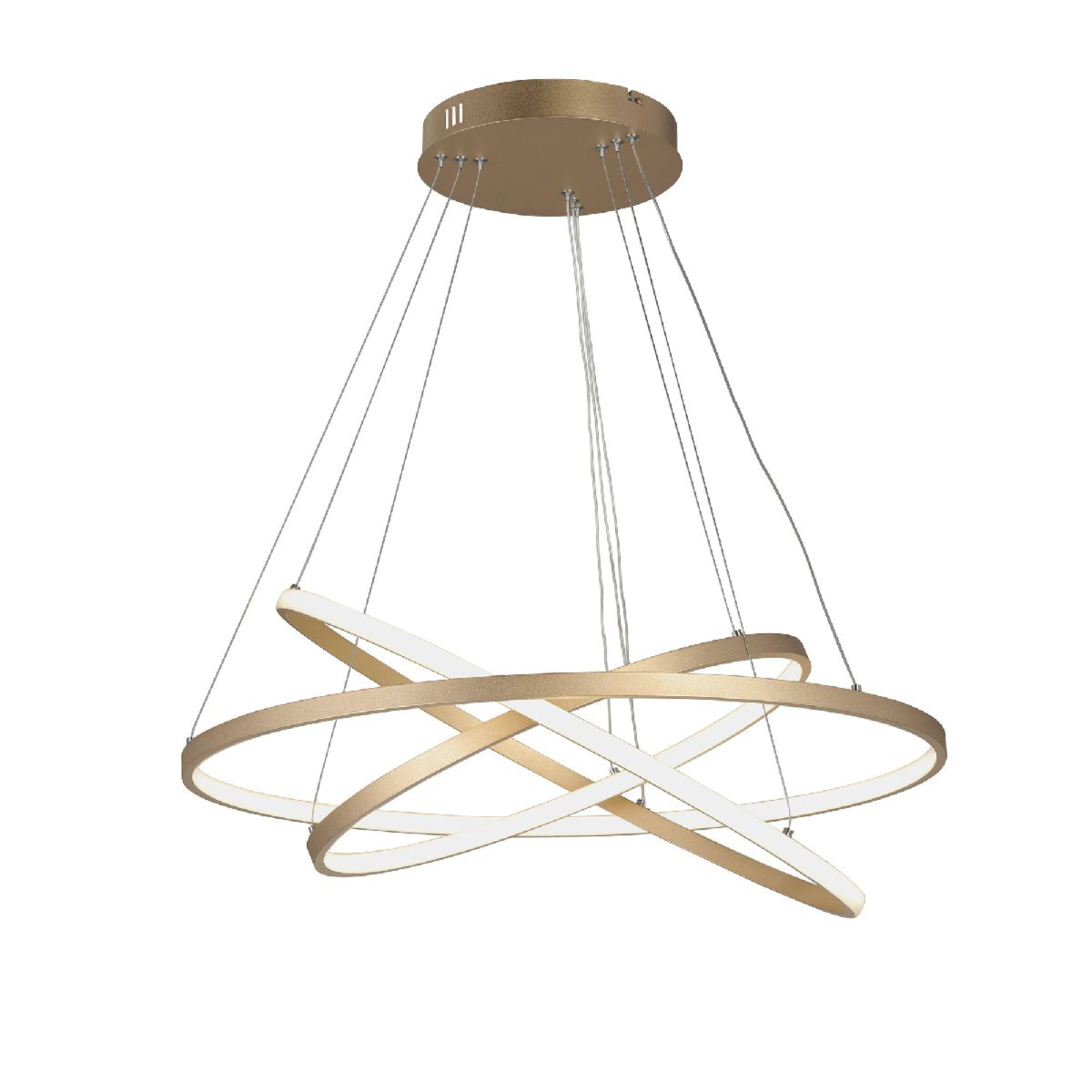 Люстра Vitaluce V2516-8/3S, LED 108Вт, 4000К, 9880лм, площадь освещения 37 КВ.М., цвет золото, крепление-планка