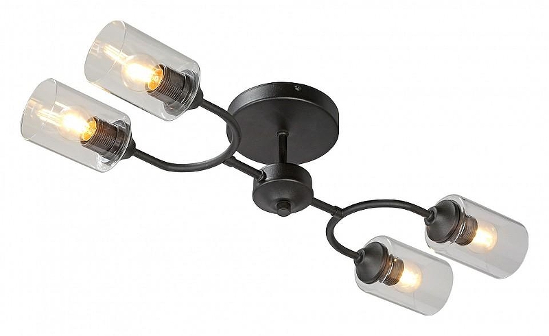 Люстра Vitaluce V2822 V2822-1/4PL цвет плафона/подвески Прозрачный, цвет арматуры Черный