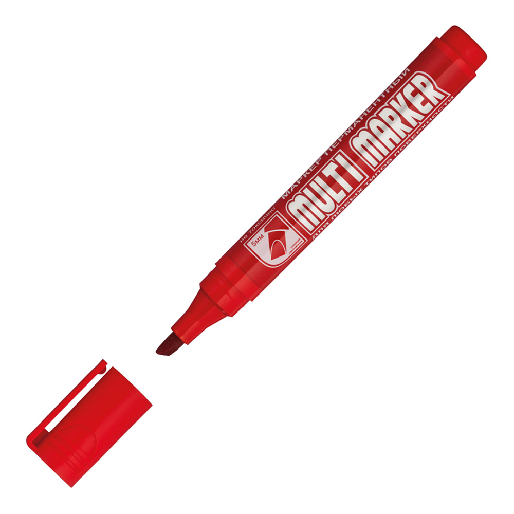 Маркер перманентный для разметки Crown Multi Marker Chisel красный грифель 1-5 мм