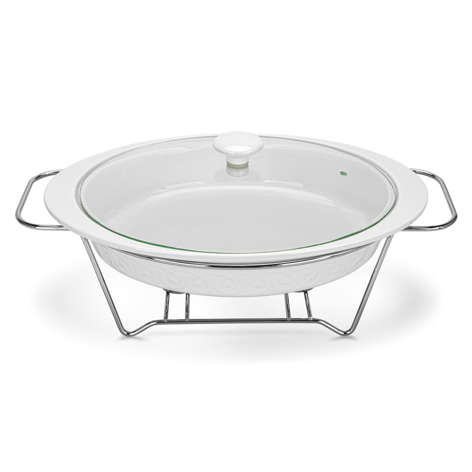 Мармит овальный Fissman Parmigiano 36x25,7x6,1см / 1,9л из фарфора