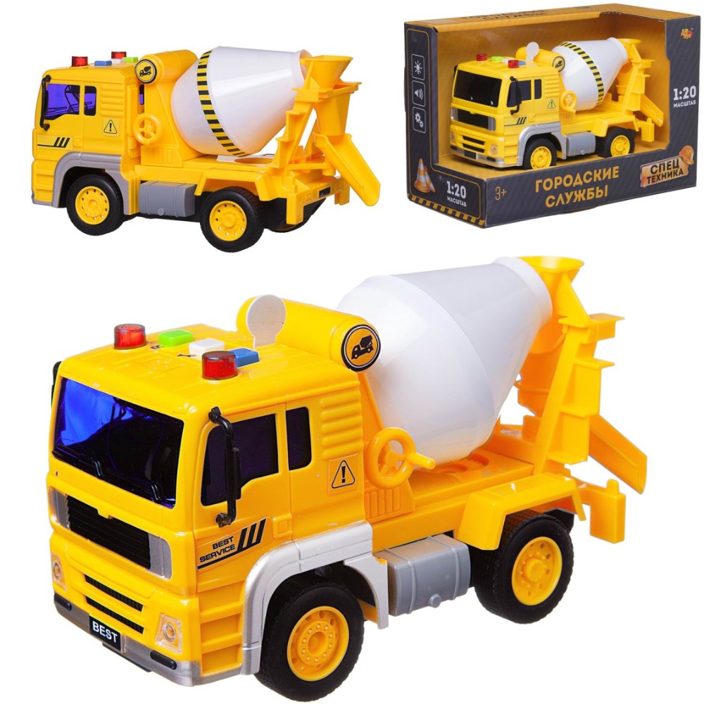 Машинка ABtoys бетономешалка со звуковыми и световыми эффектами 1:20 (C-00449)
