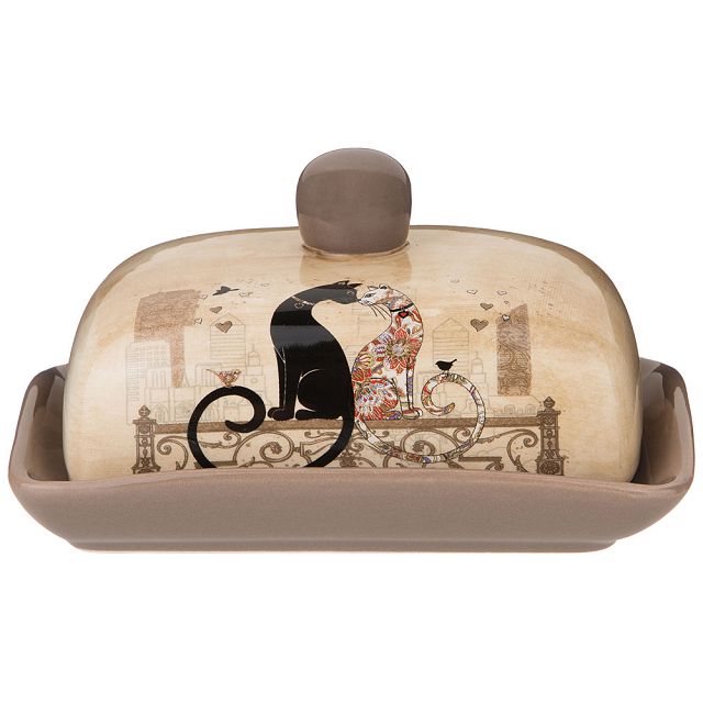 масленка AGNESS Парижские коты 17х12,5х9см керамика
