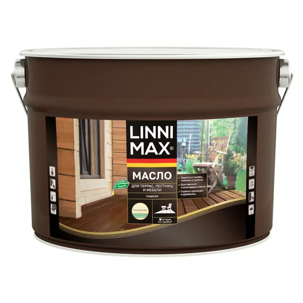 Масло для террасы и мебели Linnimax лессирующее цвет прозрачный 9 л