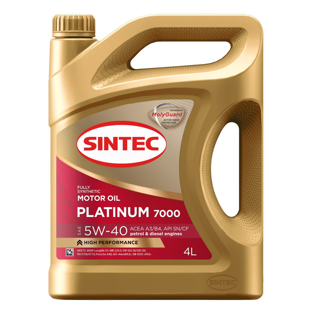 масло моторное SINTEC Platinum 7000 5W-40 ACEA A3/B4 4л
