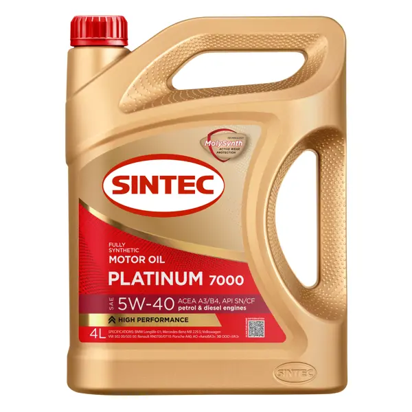 Масло моторное синтетическое Sintec SAE 5W40 API SL/CF 4 л