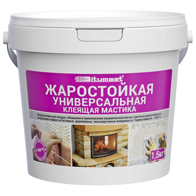 мастика BITUMAST клеящая жаростойкая 1,5кг, арт.220101
