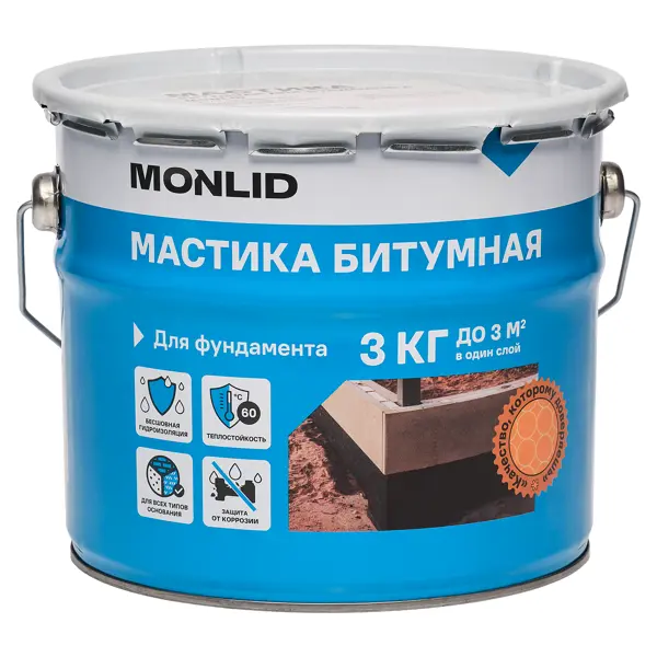 Мастика битумная для фундамента MONLID 3кг