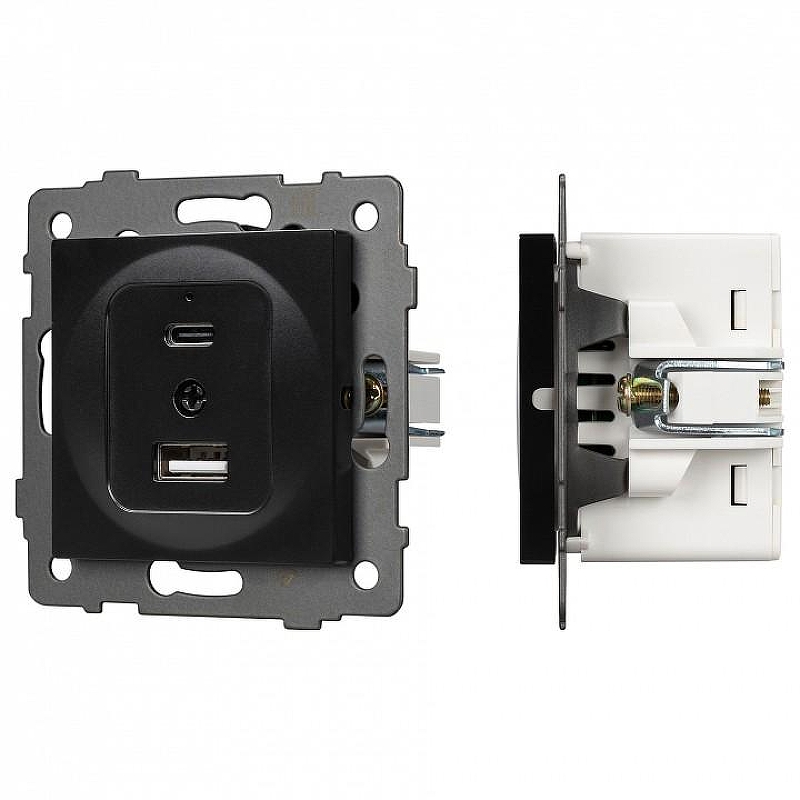 Механизм розетки 2хUSB type A и C Arlight SCT 049838 цвет Черный