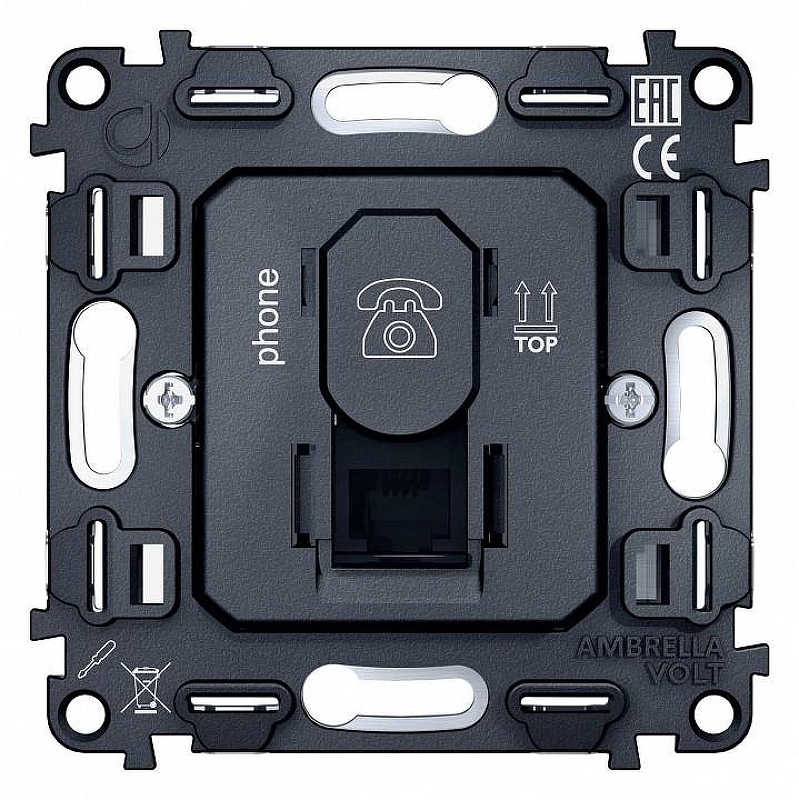 Механизм розетки Ethernet RJ-45 со шторкам Ambrella Volt Quant VM190 цвет Серый