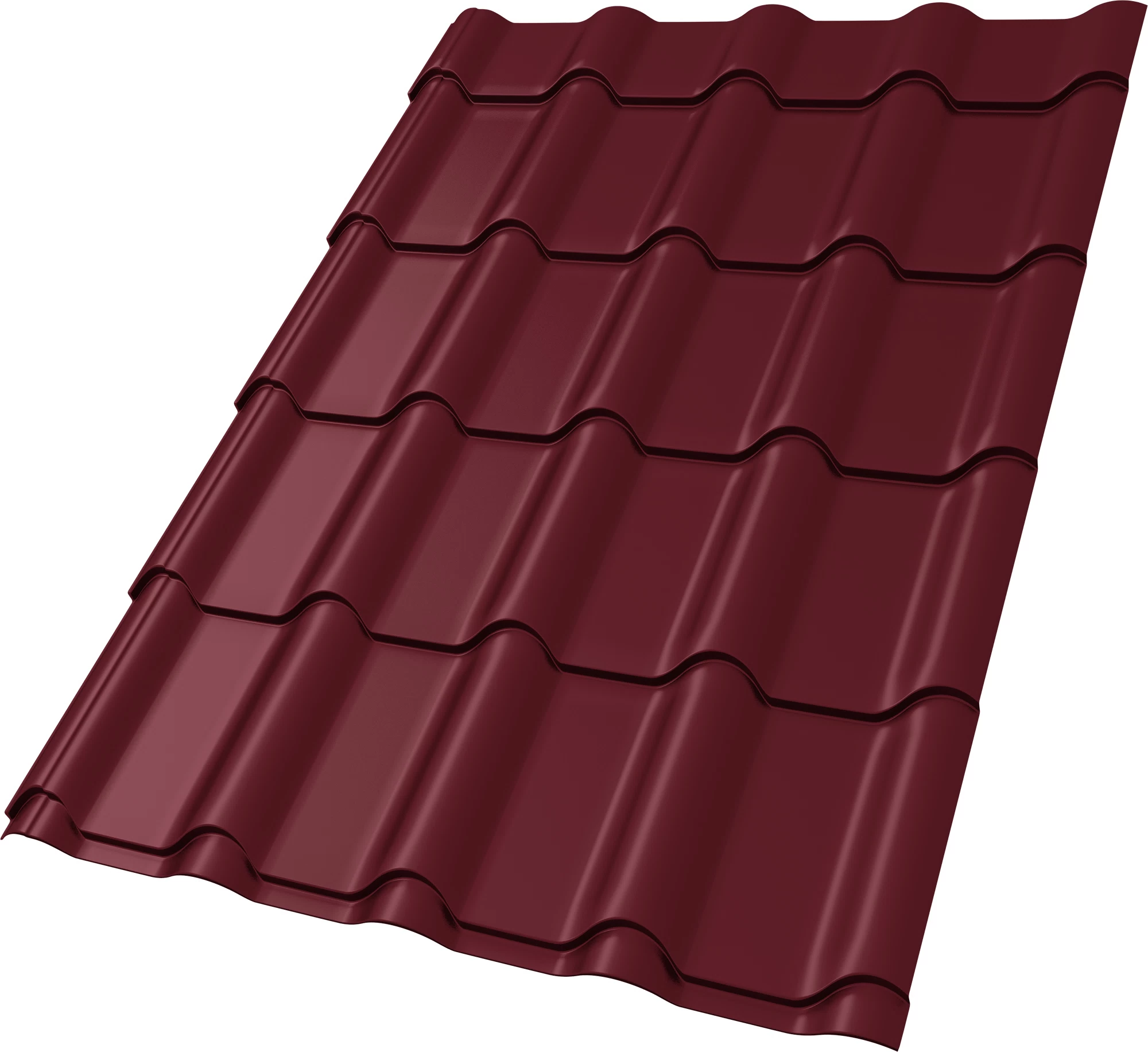 Металлочерепица 0,5 мм Grand Line Камея красное вино RAL 3005 satin matt TX