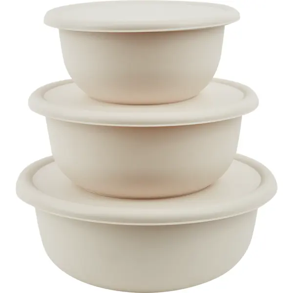 Миска для продуктов Homver 1200/2100/3200 мл полипропилен цвет бежевый 3 шт