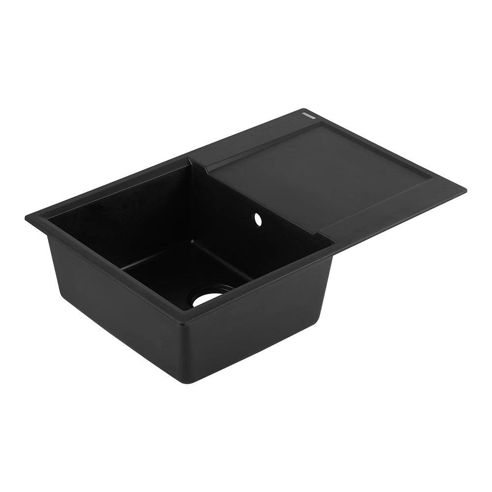Мойка для кухни Omoikiri Daisen 78-BL 78х51х19 см врезная с крылом реверсивная с сифоном искусственный камень черная