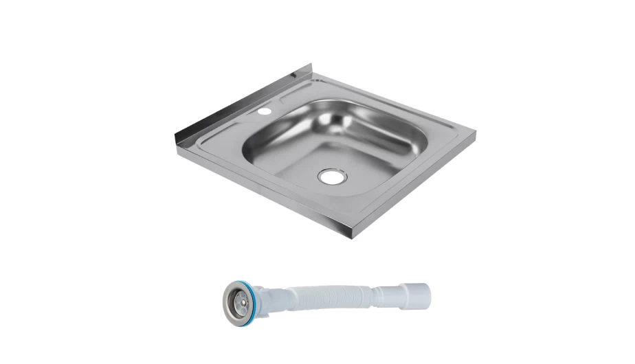 Мойка для кухни Ukinox Nord 50х50х13 см накладная с сифоном сталь (Nr 500х500 (0,4)/G106DIY)