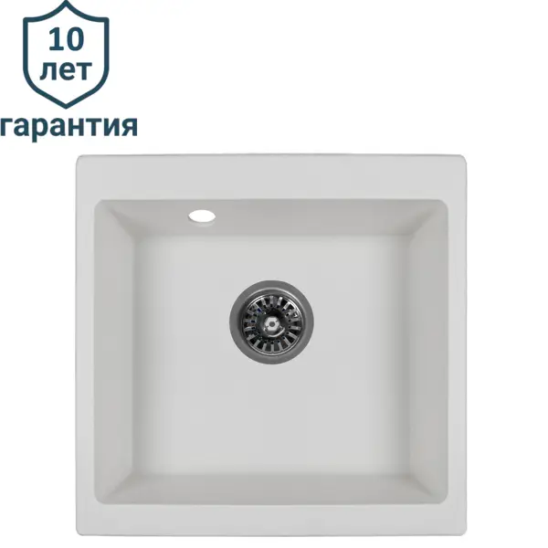 Мойка для кухни врезная KONSENSA 48x43 см глубина чаши 20 см кварц цвет белый