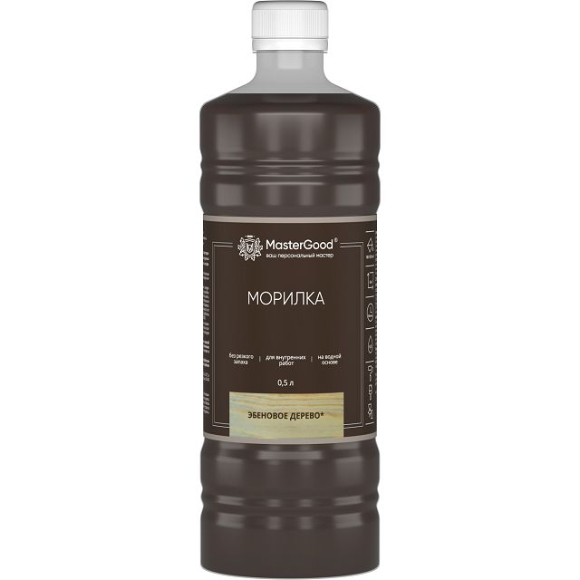 морилка деревозащитная MASTERGOOD эбеновое дерево 0,5л, арт.мор-0,5/эб.дер