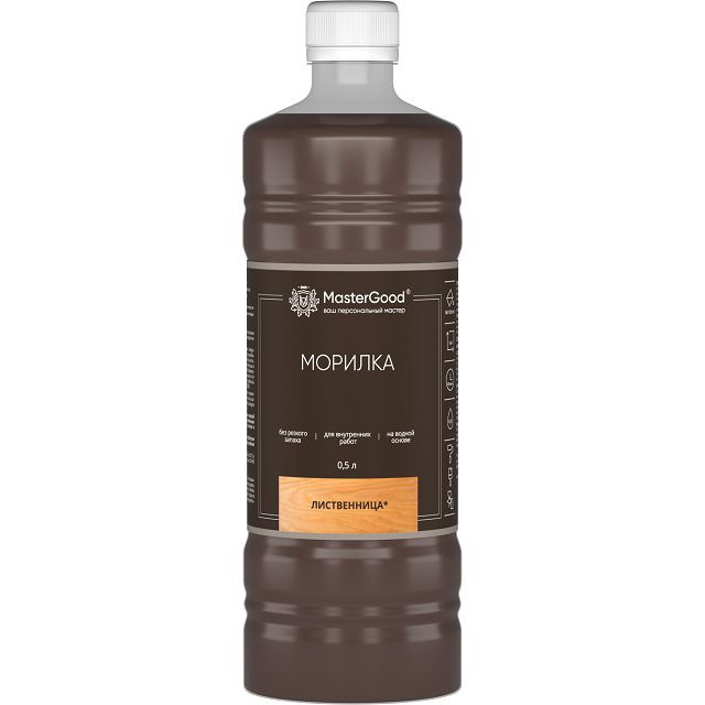 морилка деревозащитная MASTERGOOD лиственница 0,5л, арт.мор-0,5/листв