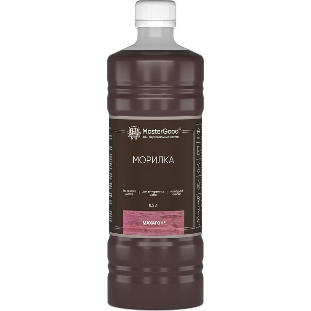морилка деревозащитная MASTERGOOD махагон 0,5л, арт.мор-0,5/мах