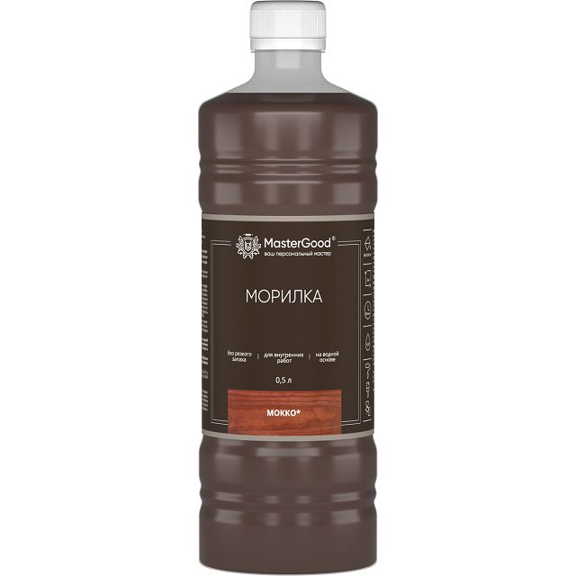 морилка деревозащитная MASTERGOOD мокко 0,5л, арт.мор-0,5/мокко