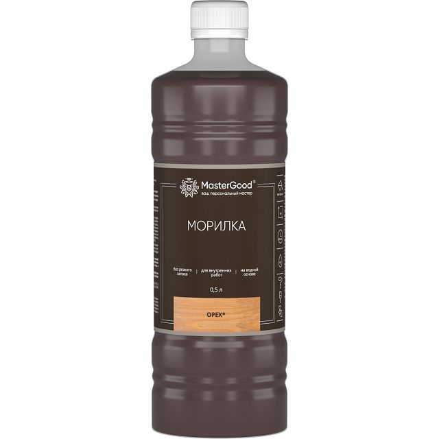 морилка деревозащитная MASTERGOOD орех 0,5 л, арт.мор-0,5/орех