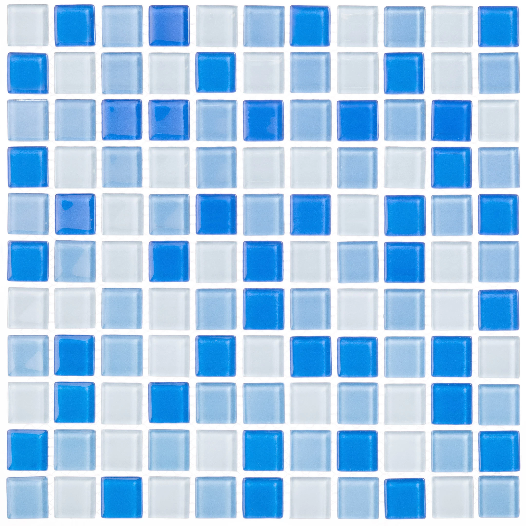 Мозаика Mir Mosaic Natural Color palette голубая стеклянная 300х300х4 мм глянцевая