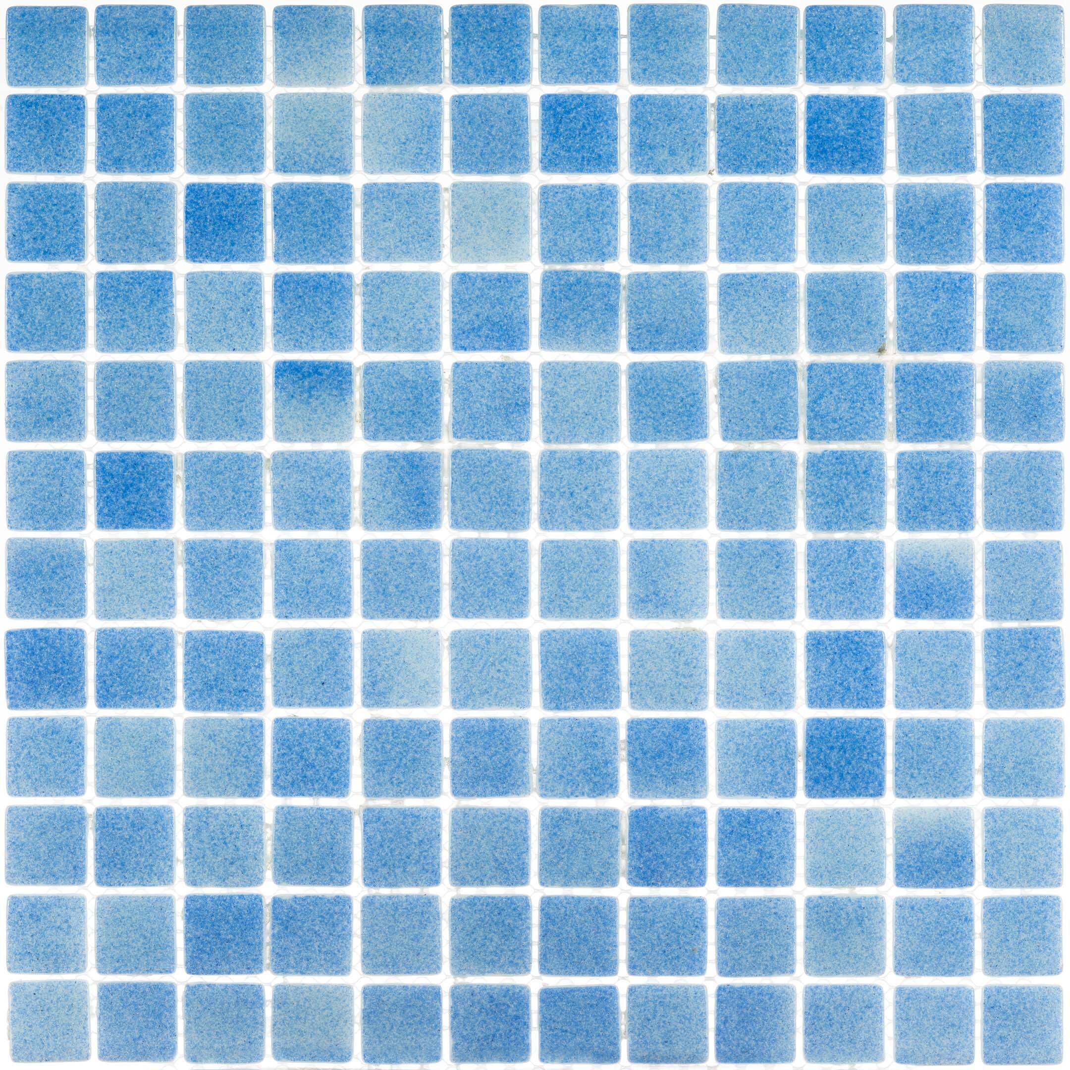 Мозаика Mir Mosaic Natural Steppa голубая стеклянная 315х315х5 мм глянцевая antislip