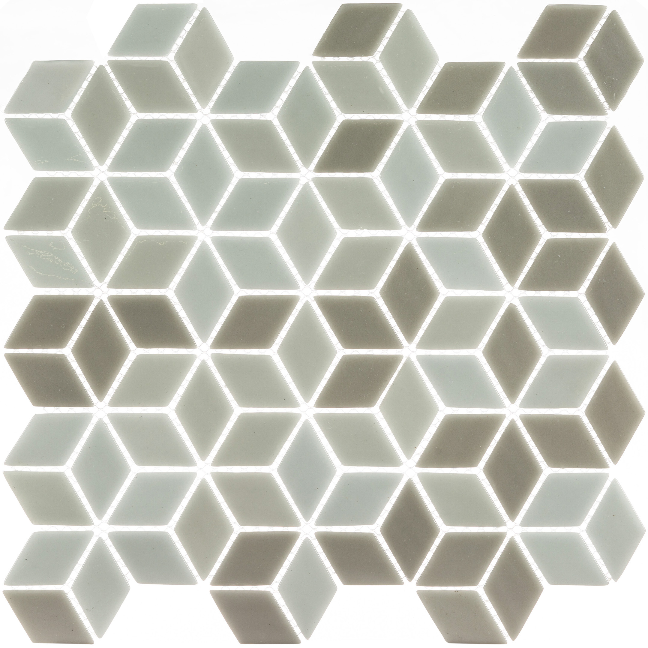 Мозаика Mir Mosaic Natural Steppa ромбы серая стеклянная 270х260х5 мм глянцевая