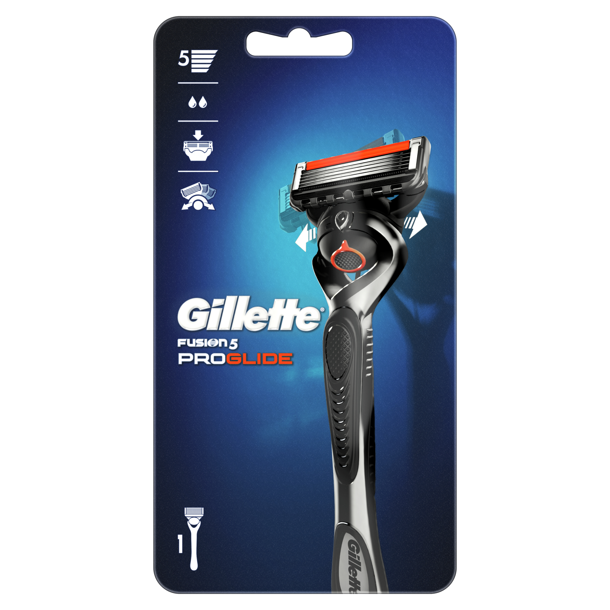 Мужская бритва Gillette Fusion5 ProGlide, 1 кассета, с 5 лезвиями с углеродным покрытием, с технологией FlexBall, с триммером