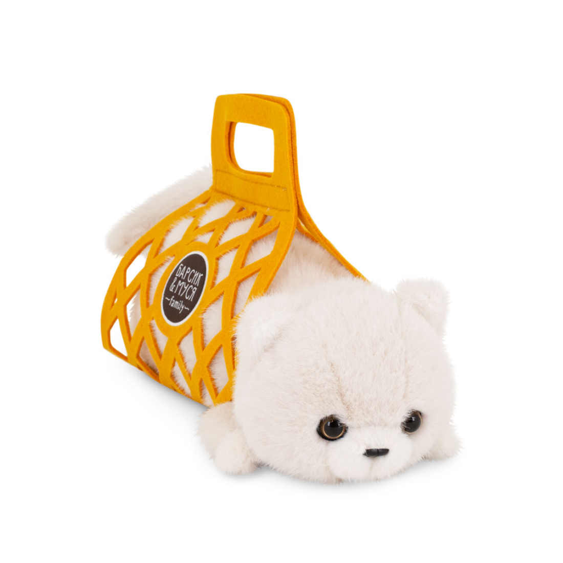 Мягкая игрушка Orange toys Кот Барсик в сумке белый 35 см.