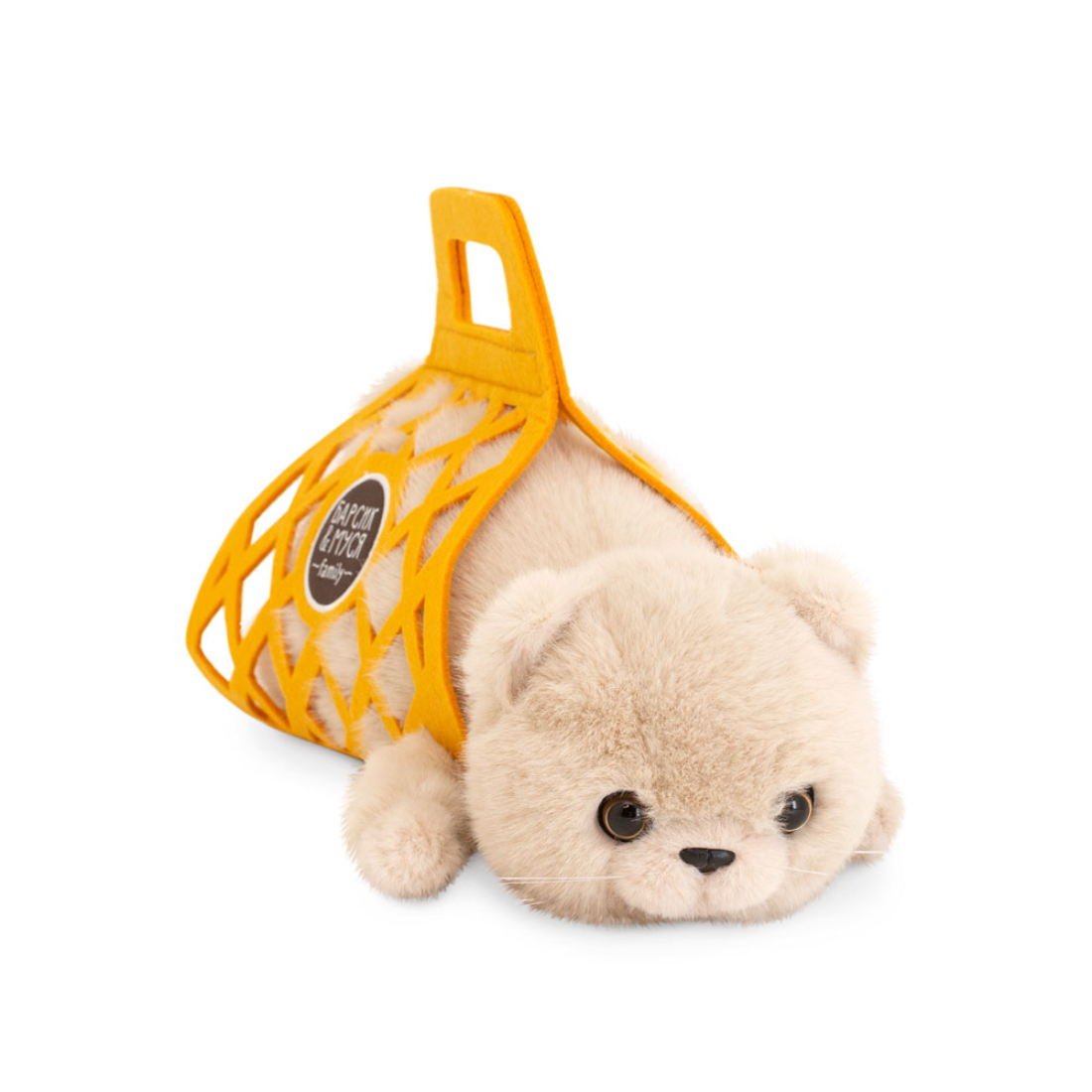 Мягкая игрушка Orange toys Кот Барсик в сумке бежевый 56 см.