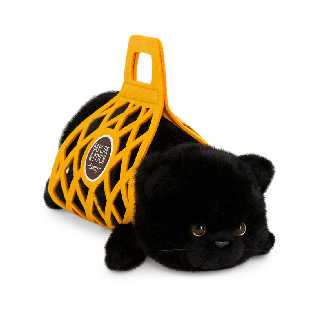 Мягкая игрушка Orange toys Кот Барсик в сумке черный 35 см.