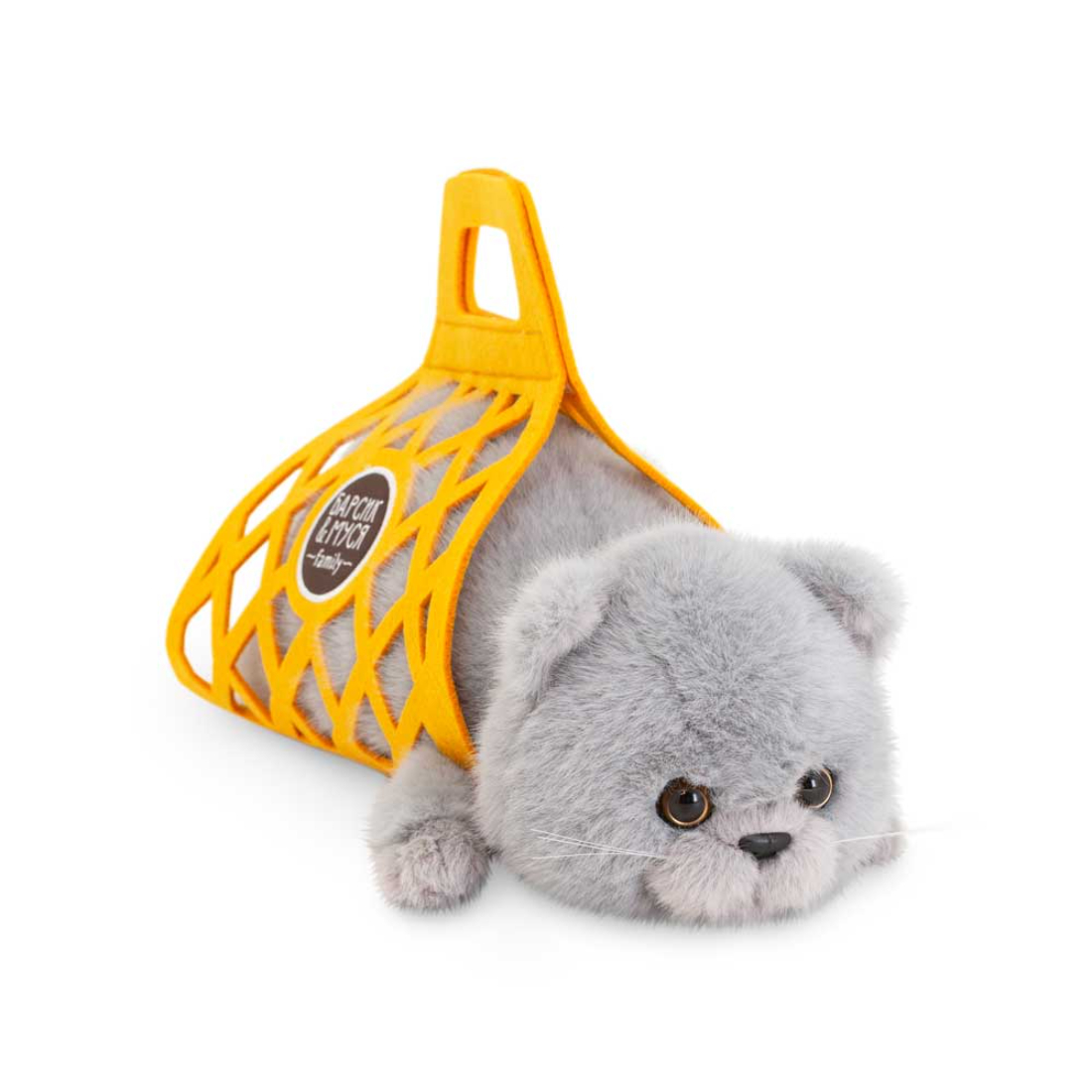 Мягкая игрушка Orange toys Кот Барсик в сумке серый 35 см.