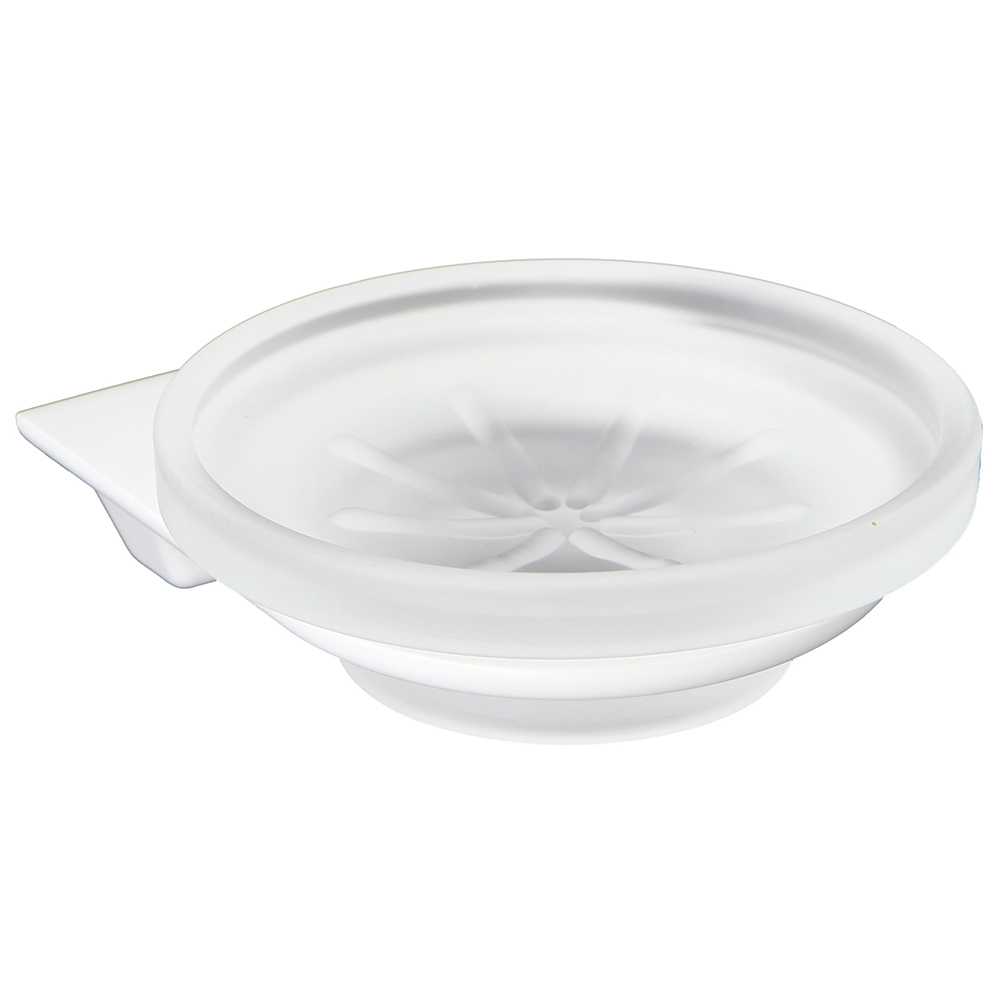 Мыльница для ванной WasserKraft Kammel K-8300White с держателем стекло/металл белая (K-8329W)
