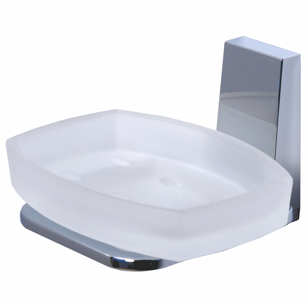 Мыльница для ванной WasserKraft Lopau K-6000 с держателем стекло/металл хром (K-6029)