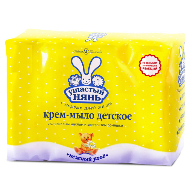 мыло УШАСТЫЙ НЯНЬ Оливковое масло и Ромашка 4шт 100г