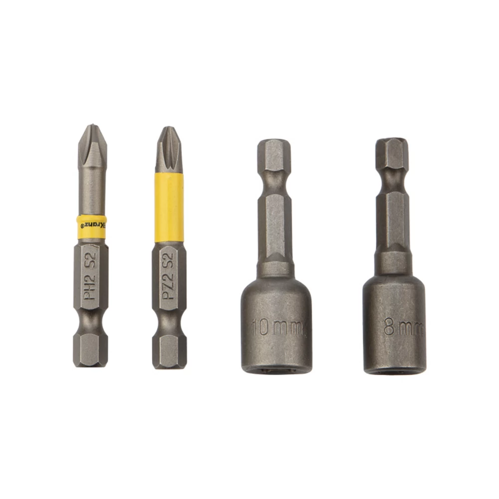 Набор бит Kranz PH2/PZ2 50 мм с магнитным держателем (4 шт.) (KR-92-0461)