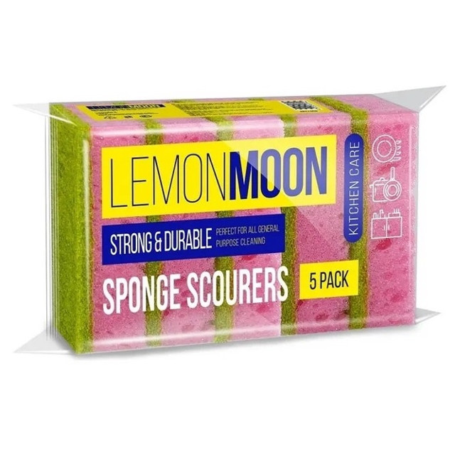набор губок LEMON MOON Strong and durable 5шт 10х7,1х2,9см поролон, абразив