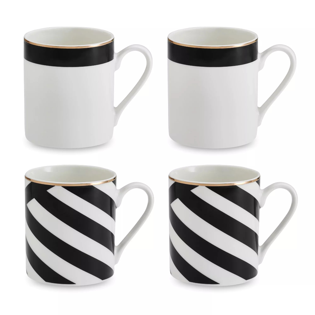 Набор из 4 кружек фарфоровых Kitchen Craft Mikasa Luxe Deco 380 мл