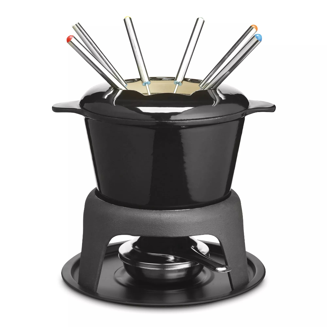 Набор Kitchen Craft Black для приготовления фондю (кастрюля, горелка, вилки 6шт.) чугунный