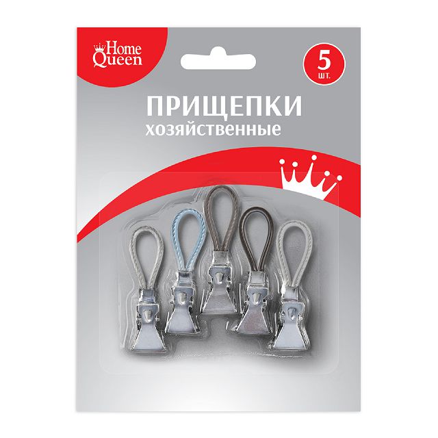 набор клипс для полотенец HOME QUEEN 5шт 5,2см металл, ПВХ