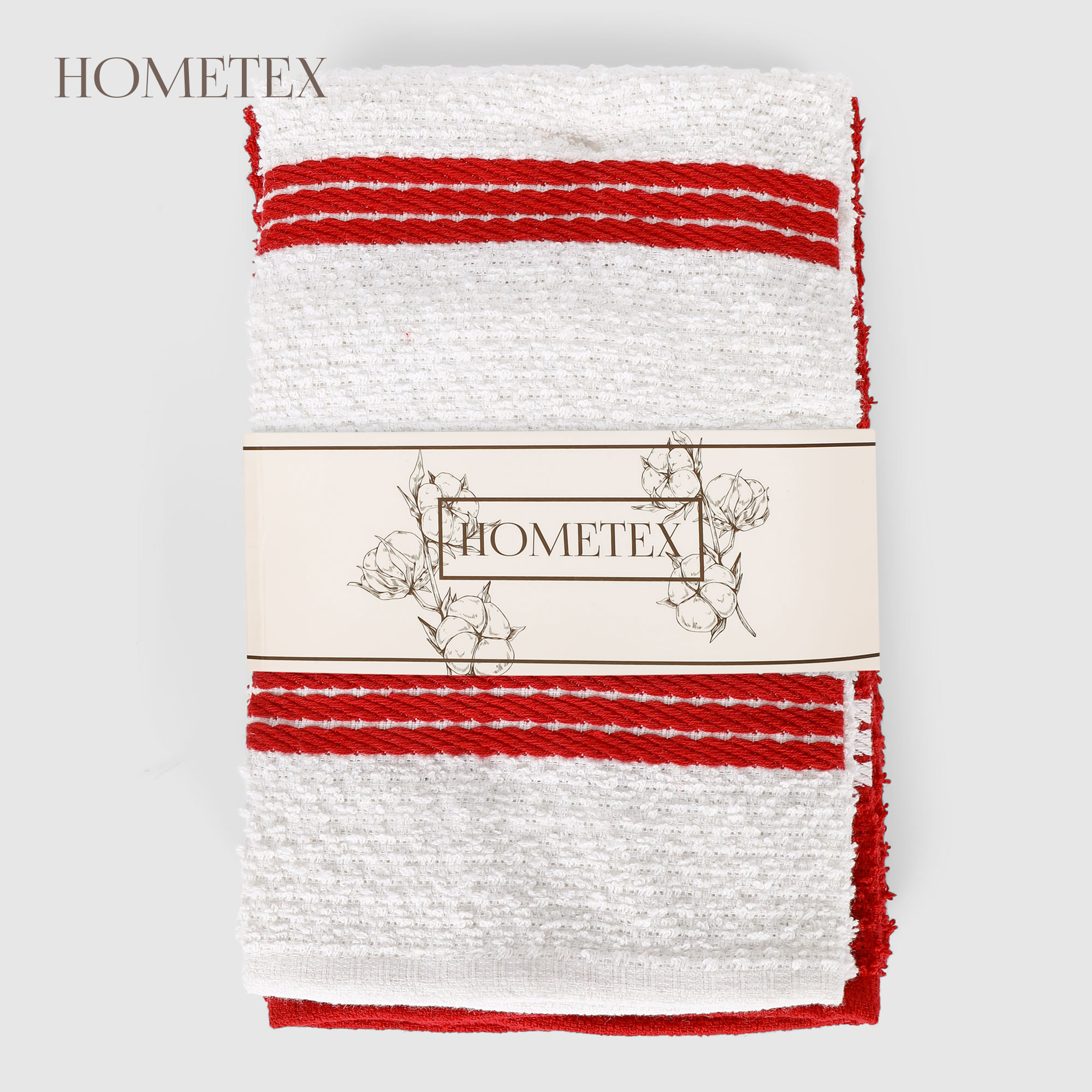 Набор кухонных полотенец Hometex красная полоска 4шт 40х60 см