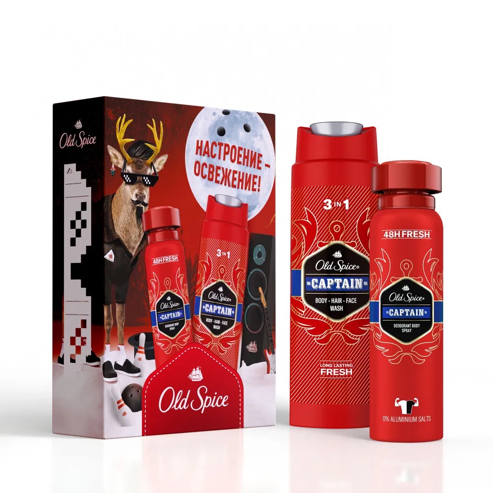 Набор подарочный Old Spice Captain мужской гель для душа и дезодорант