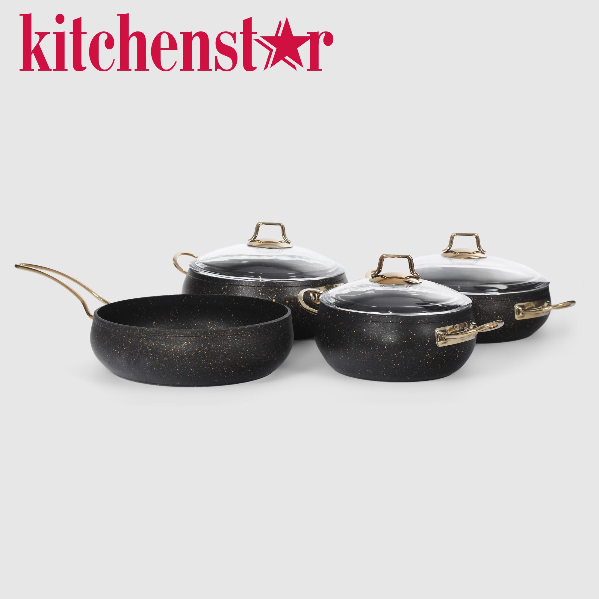 Набор посуды Kitchenstar Granite belly черный 7 предметов