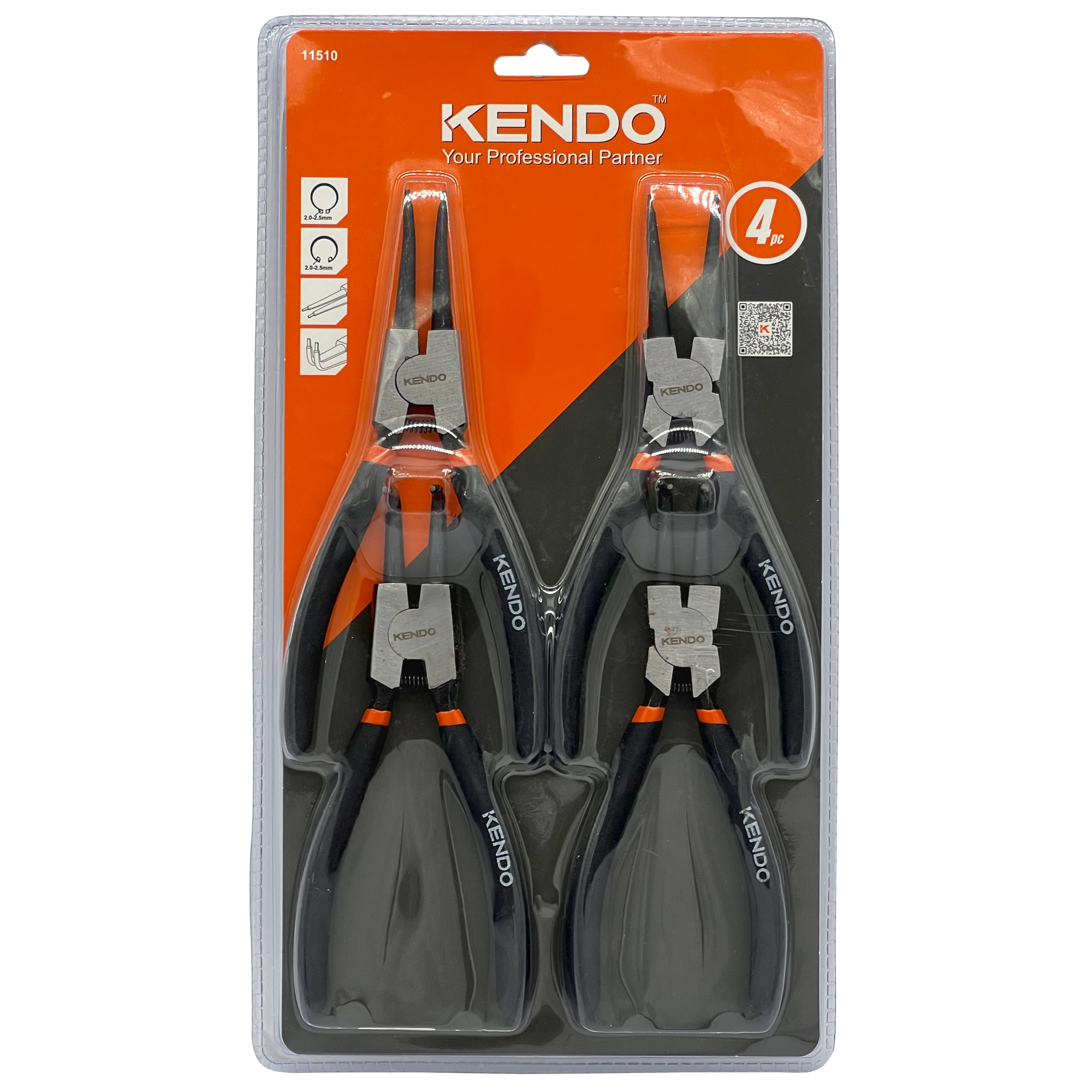 набор съемников стопорных колец KENDO 4 предмета