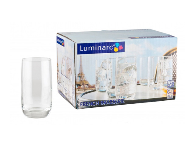 набор стаканов LUMINARC French Brasserie 6шт 330мл высокие