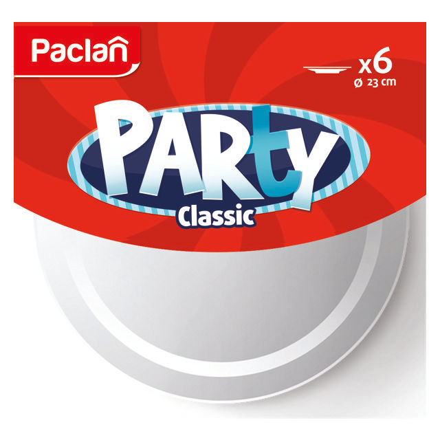 набор тарелок PACLAN Party 6шт 23см пластик белые
