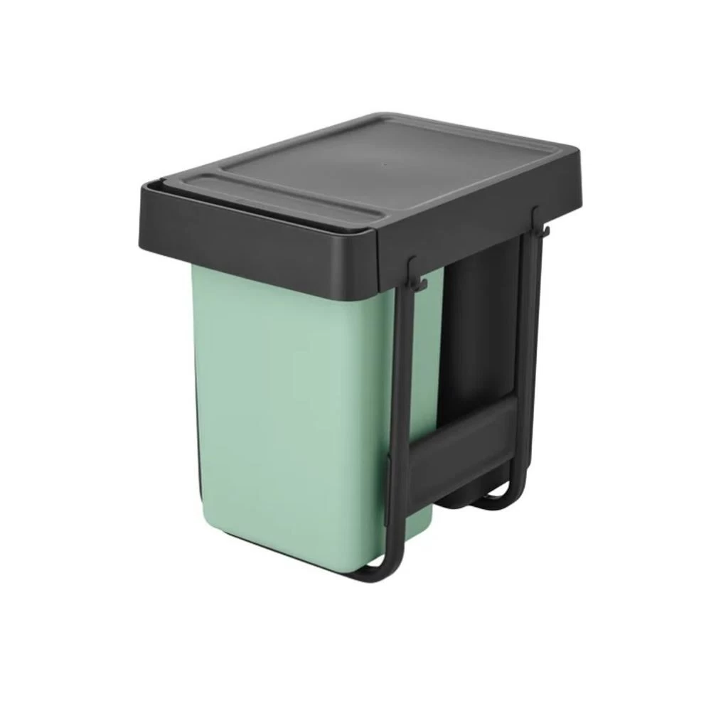 Набор ведер для мусора Brabantia Sort & Go с крышкой 15/15 л пластик темно-серый/мятно-голубой