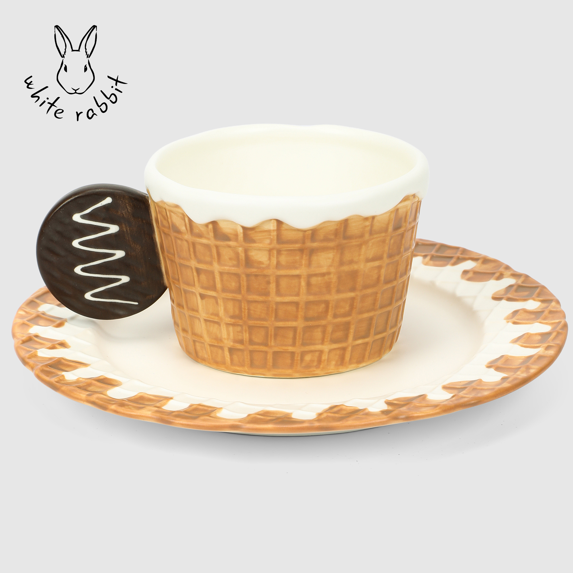 Набор White Rabbit Waffles чашка 300 мл и блюдце 20,5 см