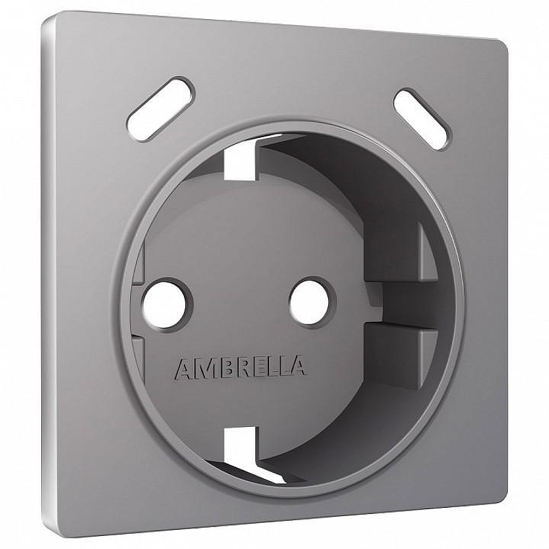 Накладка для розетки с заземлением и со шторками и 2хUSB type С Ambrella Volt ALFA AP5105 цвет Сталь