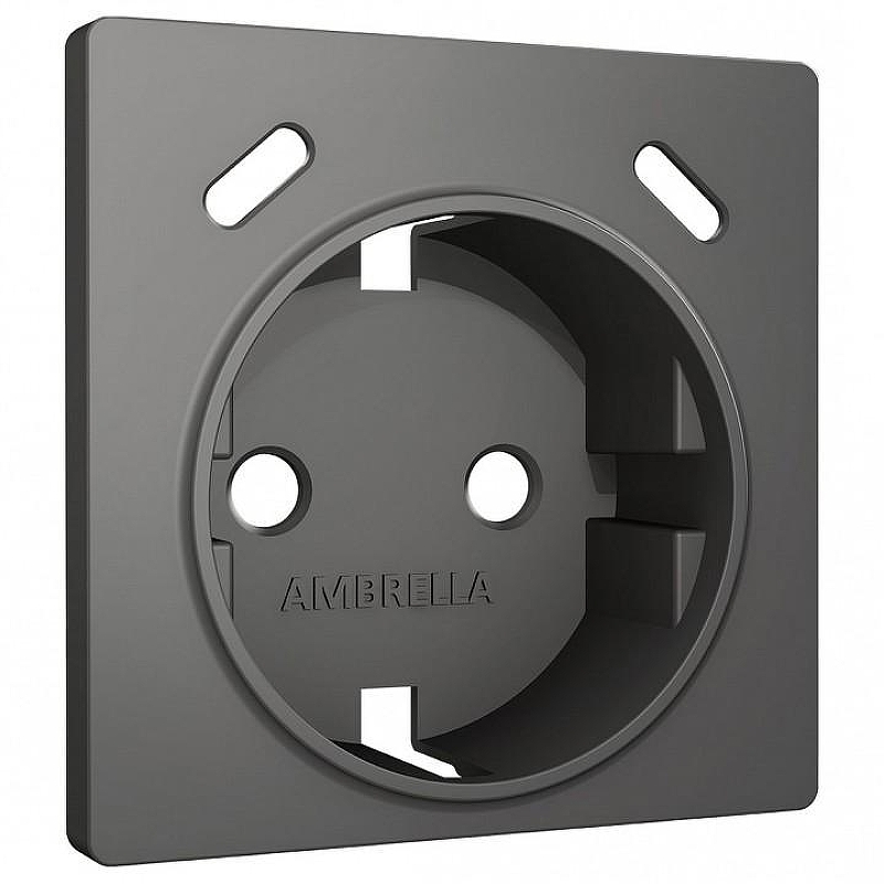 Накладка для розетки с заземлением и со шторками и 2хUSB type С Ambrella Volt ALFA AP6605 цвет Антрацит